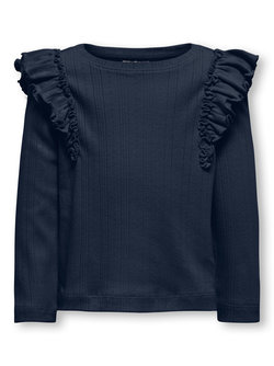 KMGALICE LIFE L/S O-NECK FRILL TOP JRS Navy Blazer - Kids Only 