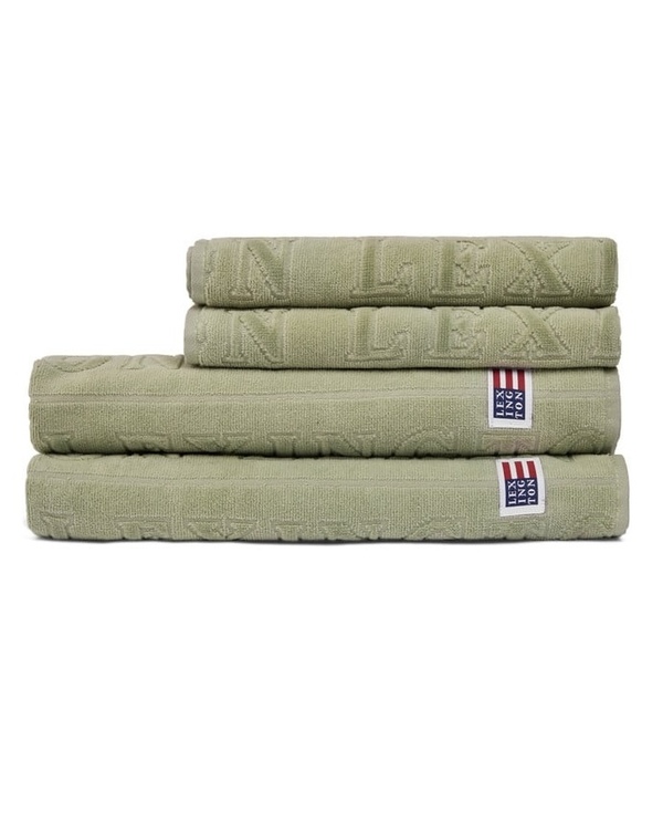 Velour jacquardhåndkle m/logo Vintage Green - Lexington
