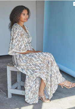 Isay Ane Long kjole Light mint square - Isay