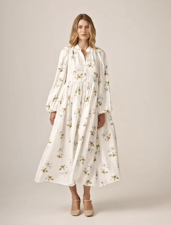 Viscose Relaxed Dress Tea Garden - by TiMo