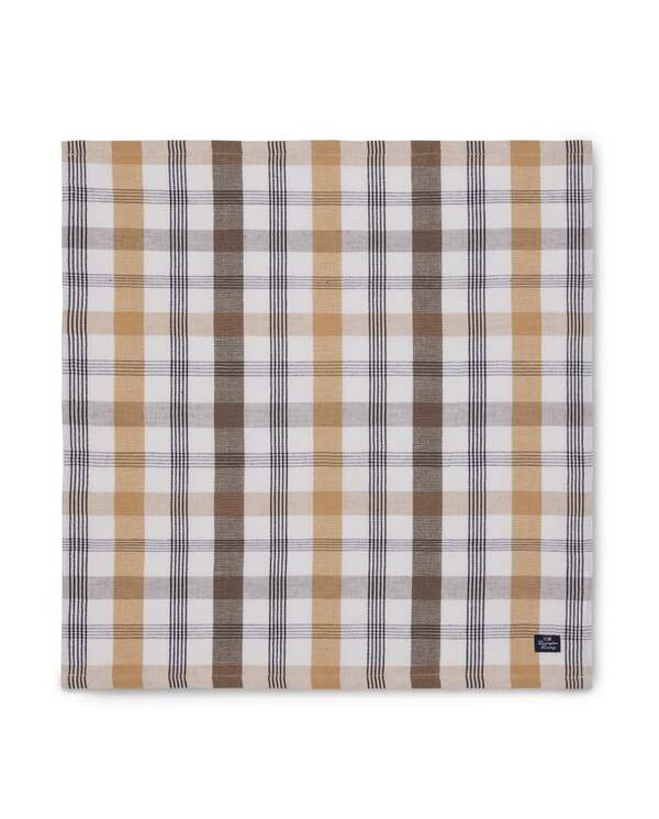 Rutet lin/bomull serviett Oliven/Hvit/Stein - Uspesifisert