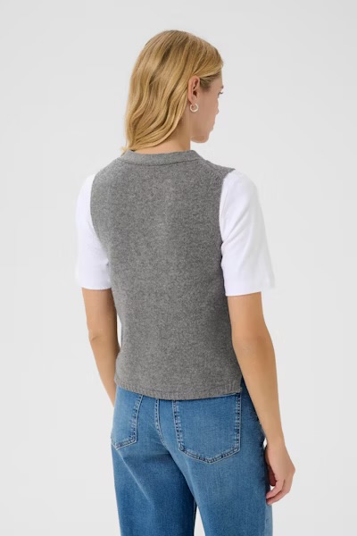 Sylva strikket vest Medium Grey Melange - Part Two