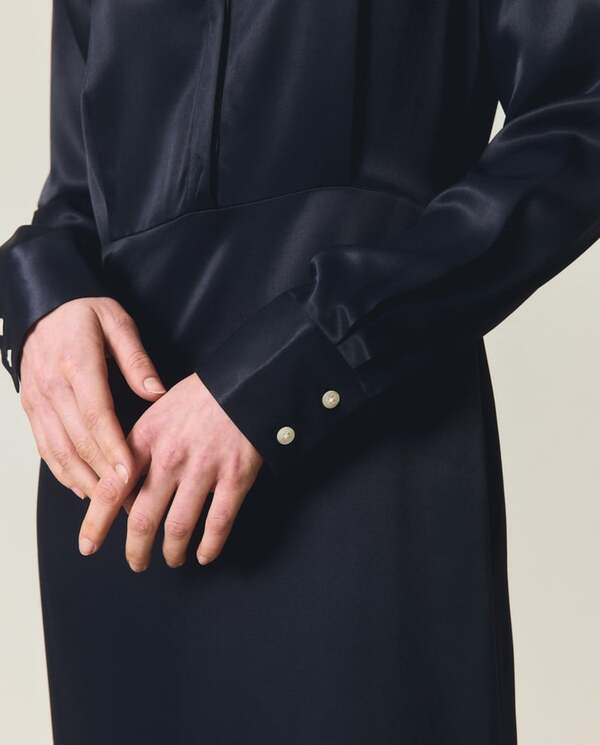 Maxilang satengkjole MØRKEBLÅ - Lexington