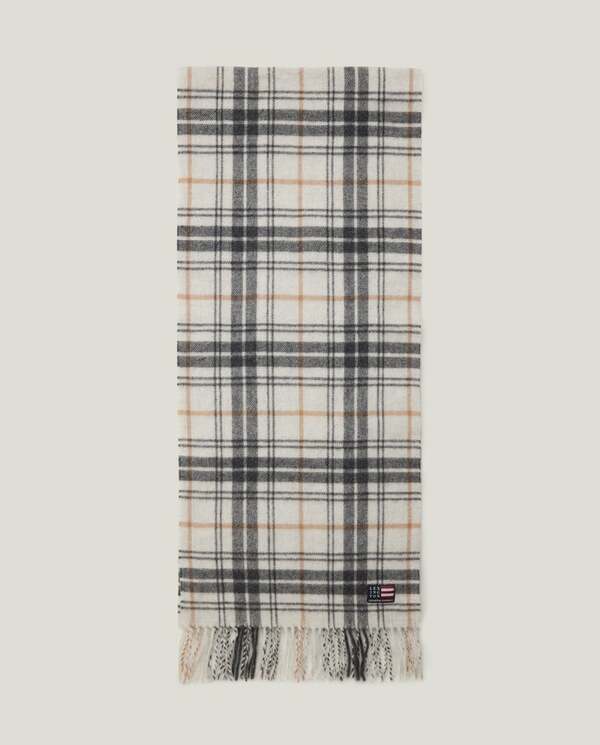 Skjerf i resirkulert ullblanding Offwhite rutemønster - Lexington