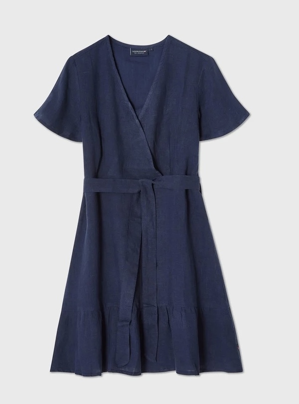 Linkjole med belte og V-hals Marine - Lexington