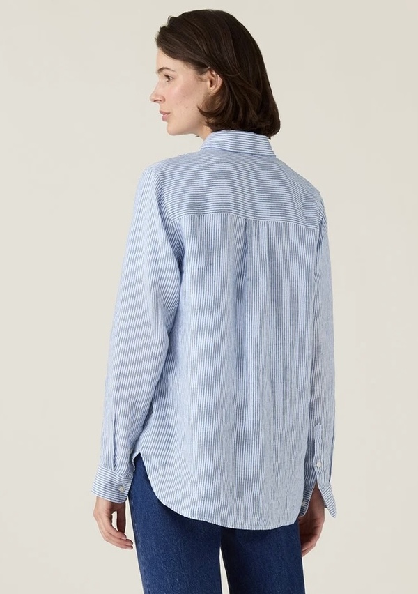 Klassisk linskjorte blå/hvit stripet Blue/White Stripe - Lexington