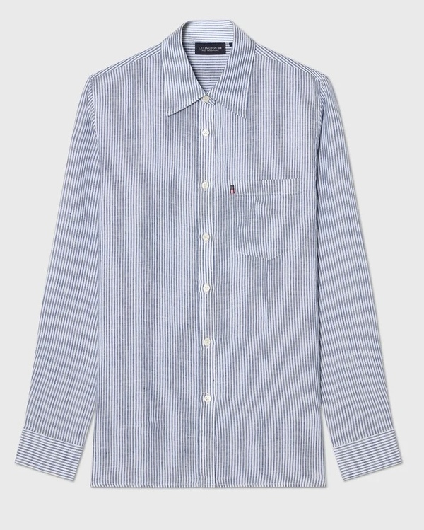 Klassisk linskjorte blå/hvit stripet Blue/White Stripe - Lexington