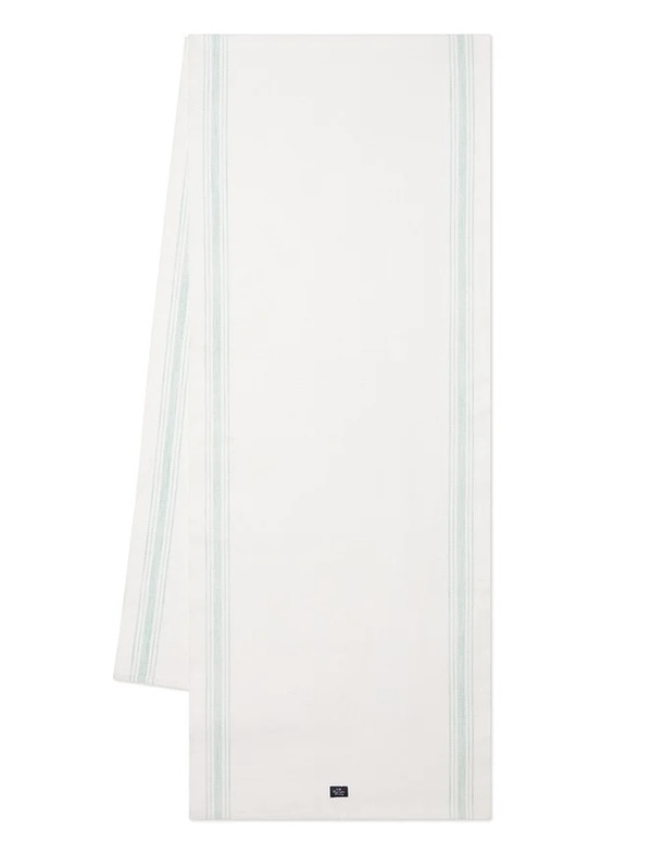 Stripet bordløper i økologisk bomull White /Green - Uspesifisert