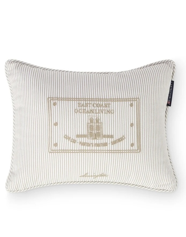 Stripet økologisk bomullspute Beige/White - Lexington