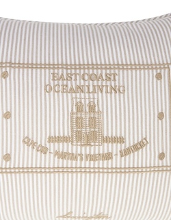 Stripet økologisk bomullspute Beige/White - Lexington