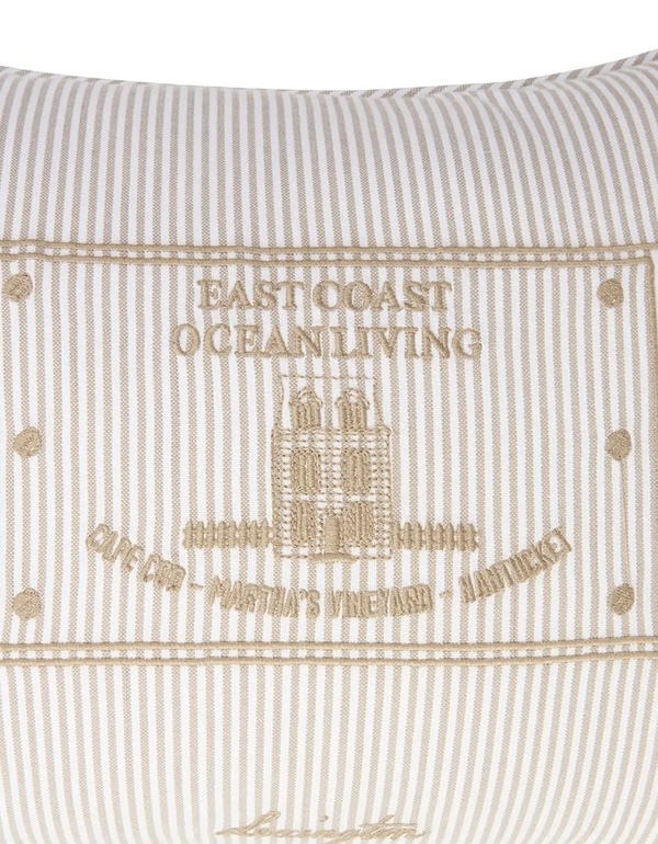 Stripet økologisk bomullspute Beige/White - Lexington