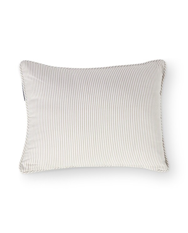 Stripet økologisk bomullspute Beige/White - Lexington