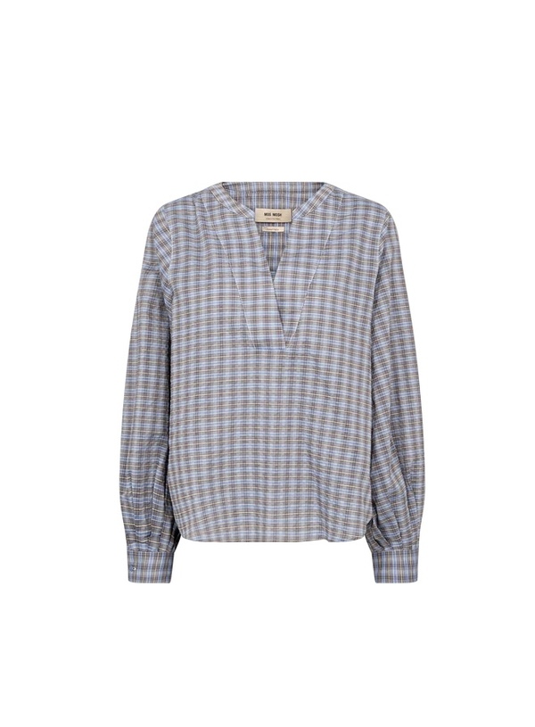 Yen Check Blouse Ultramarine - Mos Mosh