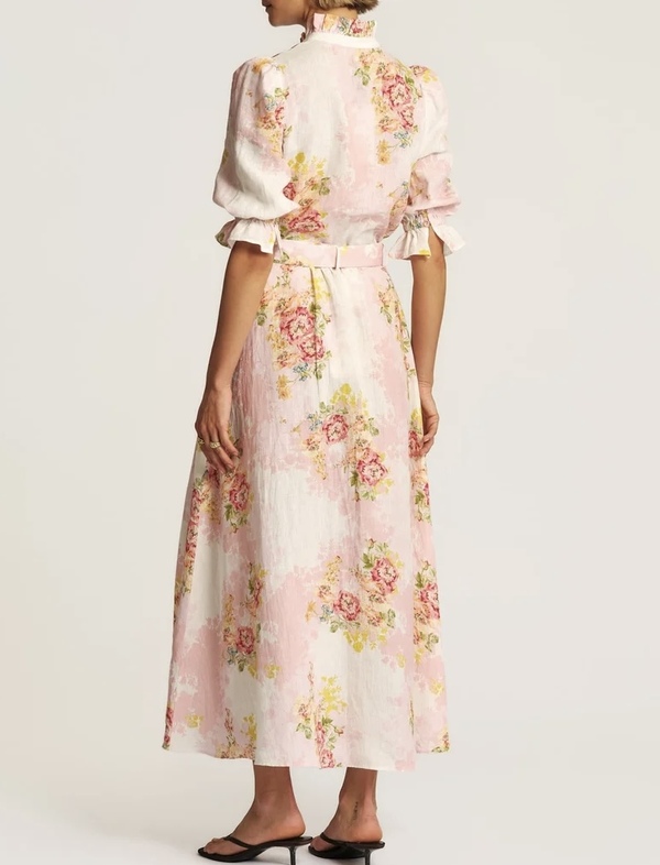 Linen Ruffle Blouse Rose Amore - by TiMo