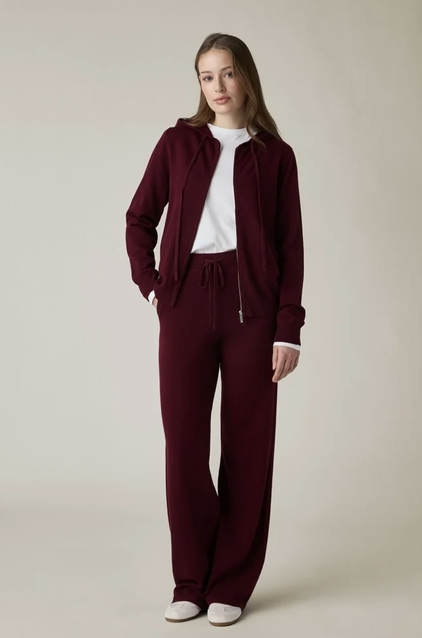 Strikket hettegenser/jakke, burgunder Burgunder - Lexington