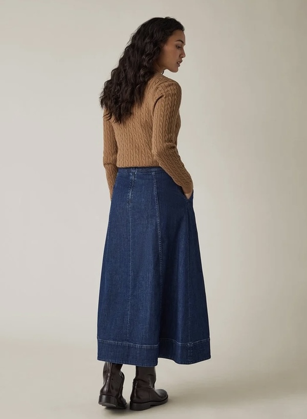 Midi denimskjørt, indigo Indigo - Lexington