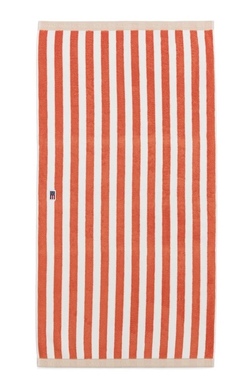 Block stripete håndkle Peach Melone/white - Lexington