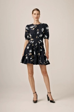 Structured Mini Dress-Blue Bouquet Blue Bouquet - by TiMo