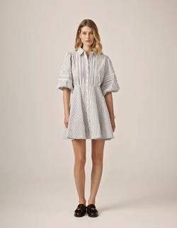Seersucker Decorated Dresss Blue stripes - by TiMo