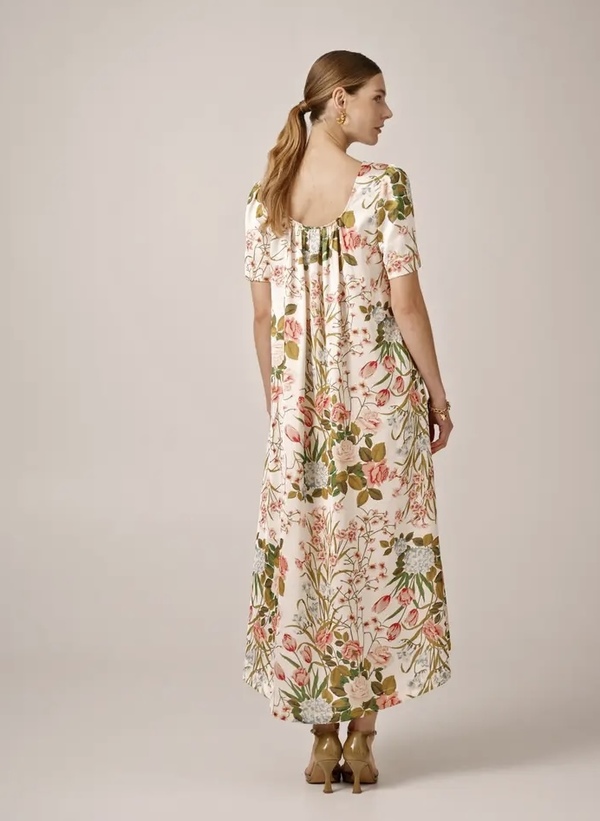 Tailored Satin Maxi Dress Flower Field - by TiMo