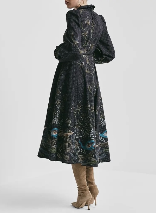 Jacquard Midi Dress Blue Peacock - by TiMo