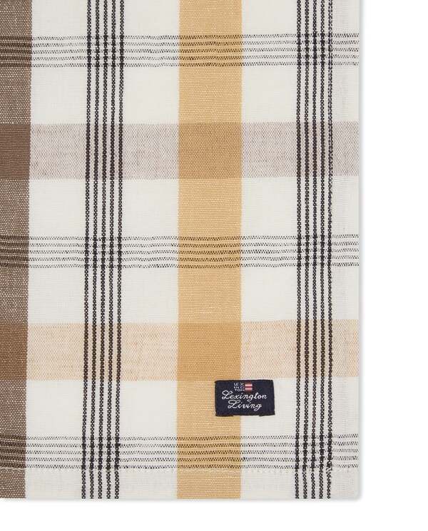 Rutet lin/bomull serviett Oliven/Hvit/Stein - Uspesifisert