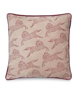 Horses putetrekk i økoplogisk bomullsfløyel Beige/Burgundy - Lexington